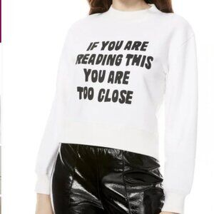 Alice & Olivia White Denver Round Hem Sweatshirt Size S